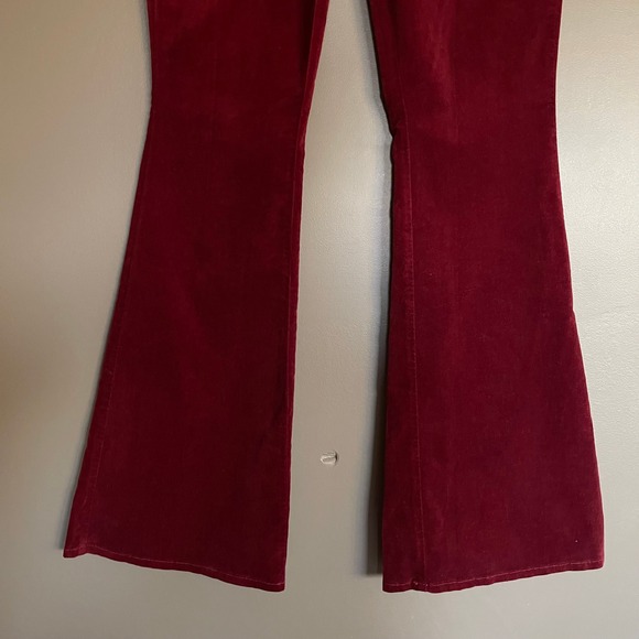 L'AGENCE Marty Velvet Flare Pants Sz 29 High Rise Burgundy Red Chic French Sexy - Picture 6 of 16
